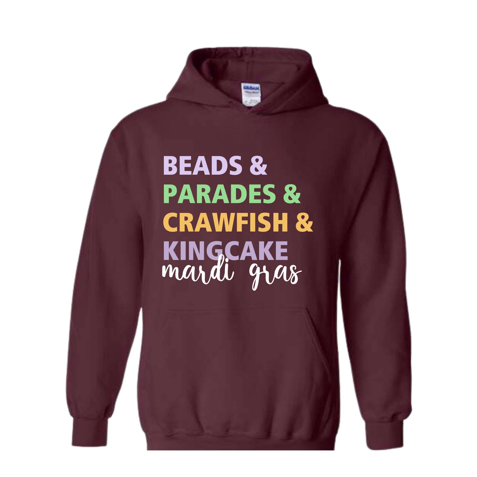 Beads Parades Crawfish Kingcake Mardi Grags Sweatshirt, Trendy Mardi Gras Carnival Hoodie, Funny Shenanigans Hoodie, Cute Parade Hoodie