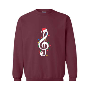 Music Christmas Lights Sweatshirt, Music Lover Hoodie, Instrument Christmas Hoodie, Musician Christmas Hoodie, Music Hoodie