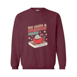 Hot Cocoa & Christmas Movies Sweatshirt, Christmas Sweatshirt, Retro Christmas Sweatshirt, Christmas Couple Sweatshirt