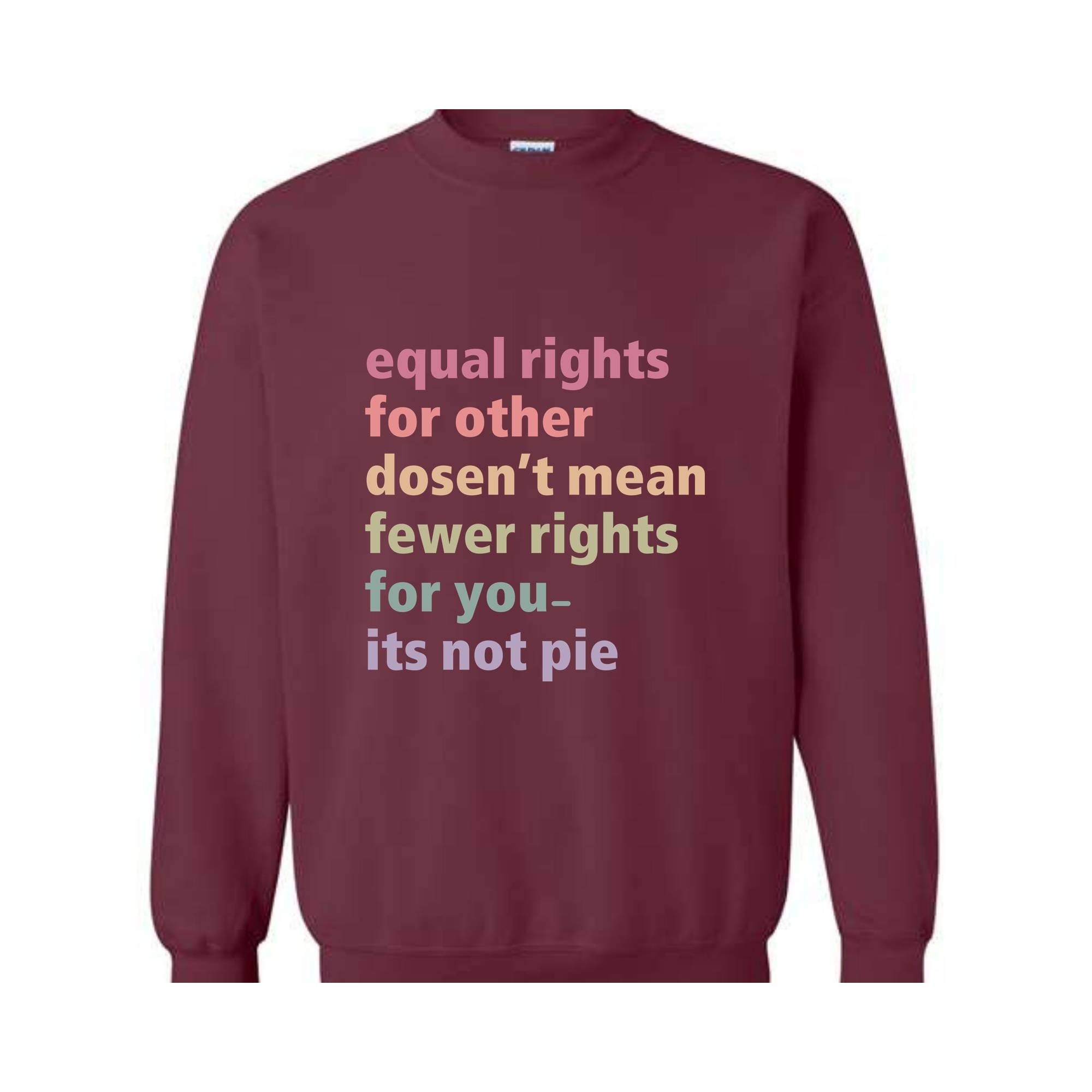 Equal Rights for Others Doesn't Mean Fewer Rights For You It's Not Pie Sweatshirt, Human Rights Tee, Social Justice Sweater