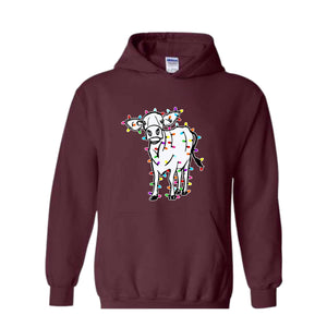 Christmas Highland Cow Sweatshirt, Christmas Animals Sweatshirt, Farm Cow Sweater, Farmer Christmas Sweatshirt