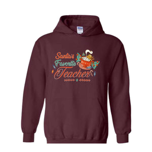 Santa's Favorite Teacher Christmas Shirt, Christmas Teacher Sweatshirt, Santa's Favorite Teacher Sweatshirt, Cute Teacher Christmas Sweater.