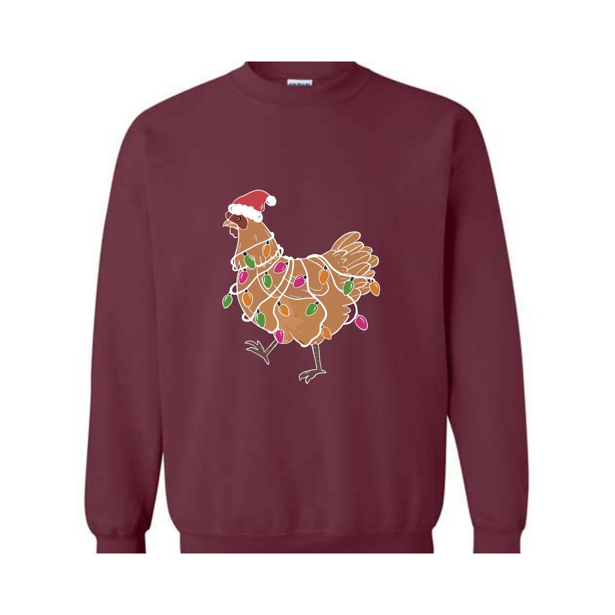 Chicken Christmas Lights Sweatshirt, Animal Christmas Sweatshirt, Farm Christmas Sweatshirt, Funny Chicken Lover, Women Chicken Hoodie