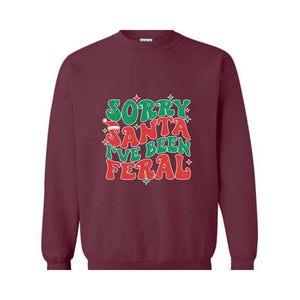 Sorry Santa I've Been Feral Sweatshirt, Funny Christmas Sweatshirt, Christmas Vibes Sweater, Cute Christmas Sweatshirt