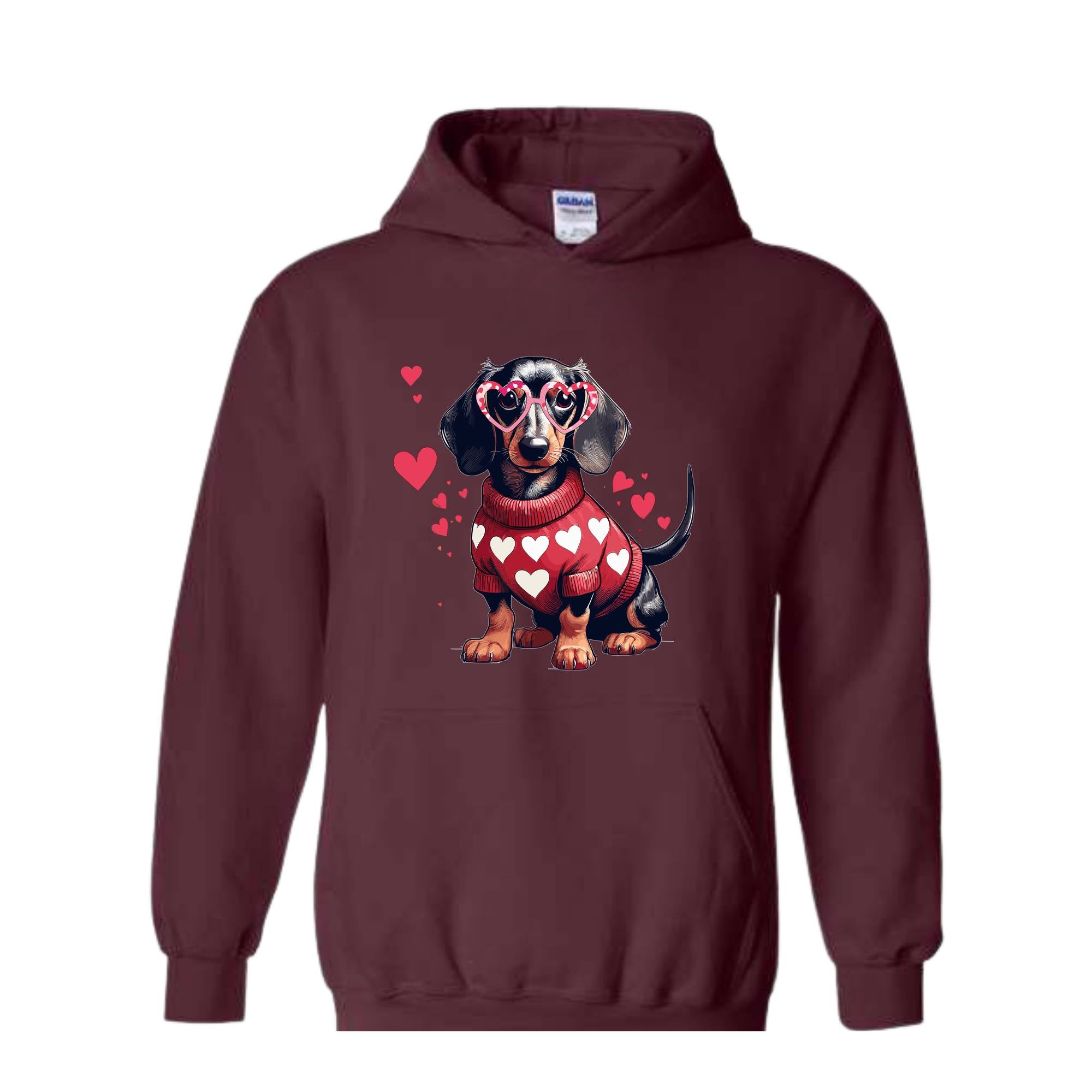 Valentine Dachshund Dog Sweatshirt, Valentine's Day Hoodie, Dog Mom Hoodie, Dachshund Valentines Hoodie, Dachshund Hoodie, Dachshund Mom