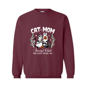 Halloween Cat Mom Sweatshirt, Cat Mom Social Club Sweater, Spooky Season, Cat Mom Sweatshirt, Spooky Cat Sweater