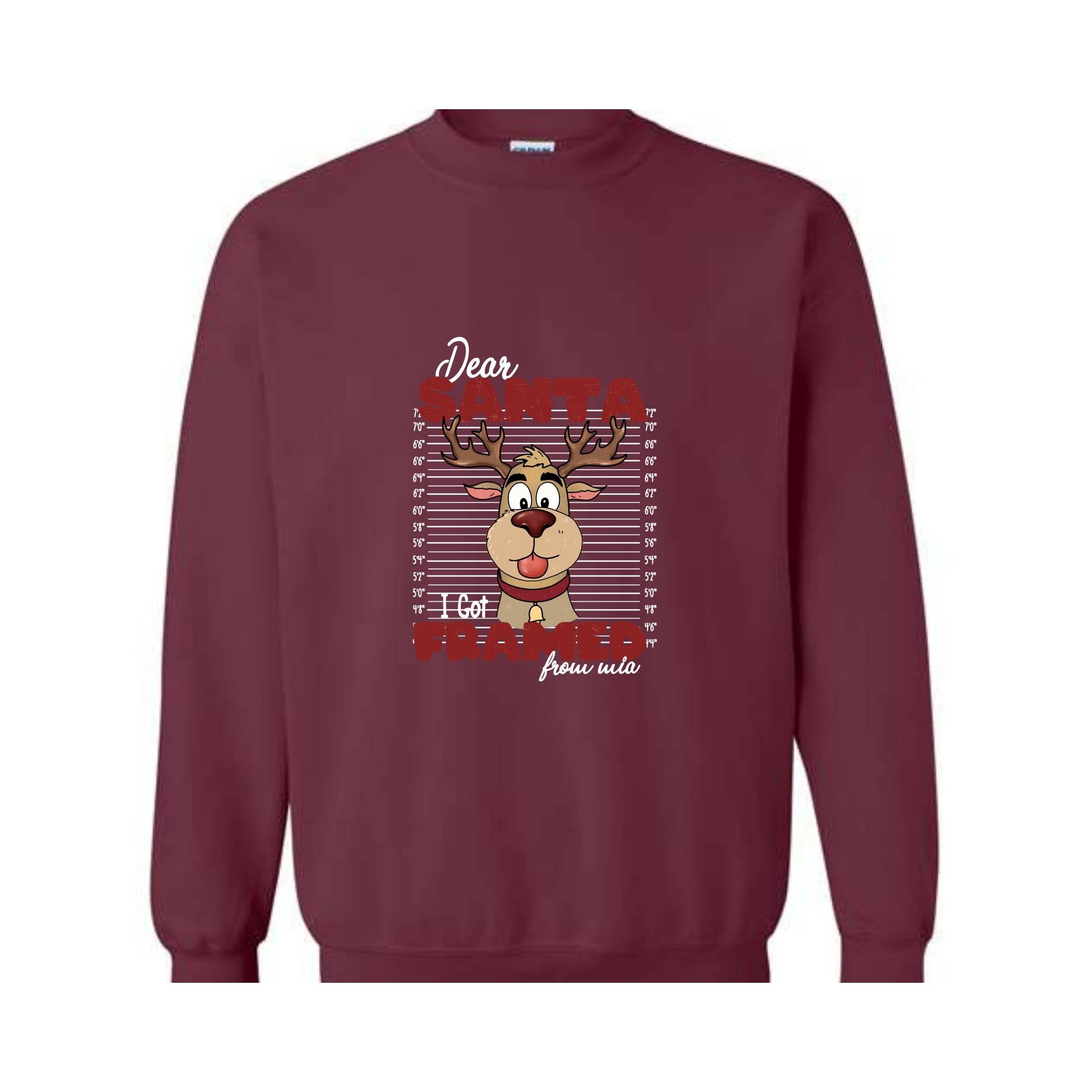 Dear Santa I Got Framed From Wia Sweatshirt, Christmas Sweatshirt, Christmas Gifts, Santa Deer Sweatshirt, Christmas Mugshot