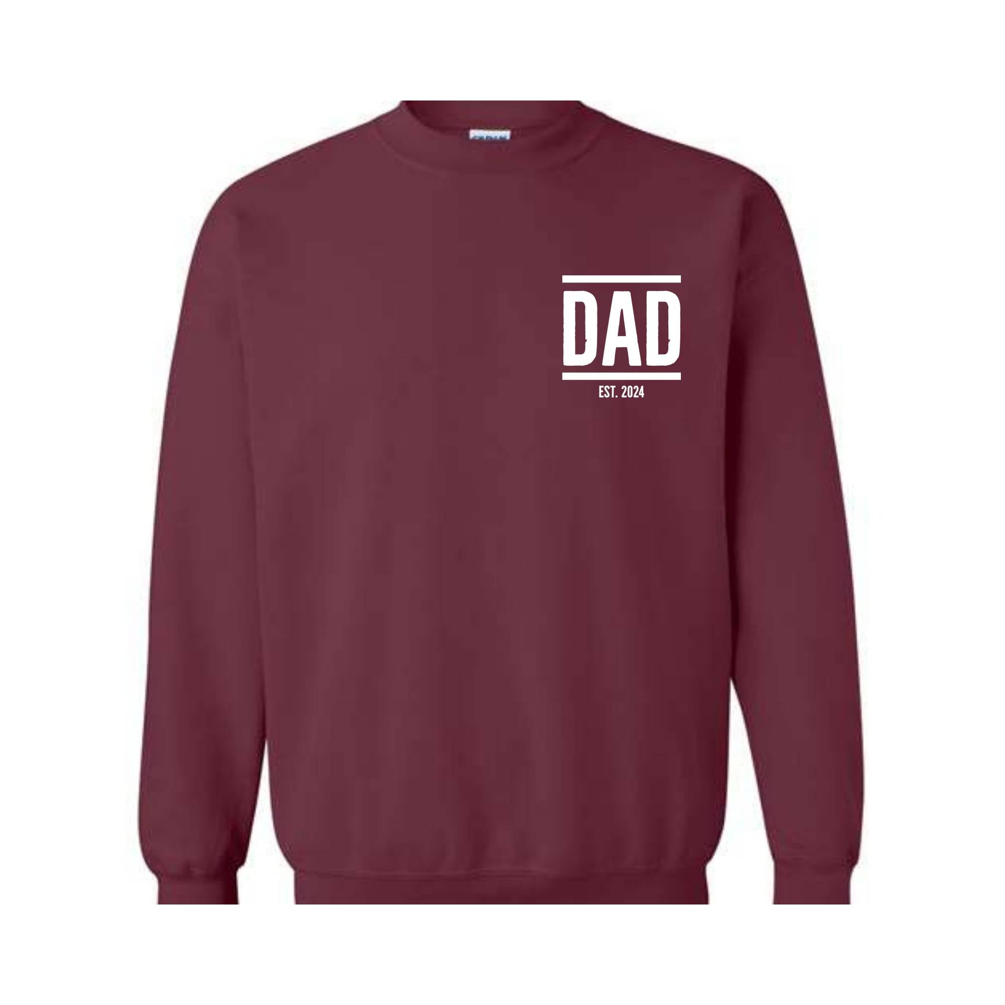 Personalized Dad Est Year Sweatshirt, Custom Dada Est 2024, Father's Day Sweater, Gift for Daddy, New Papa Sweater