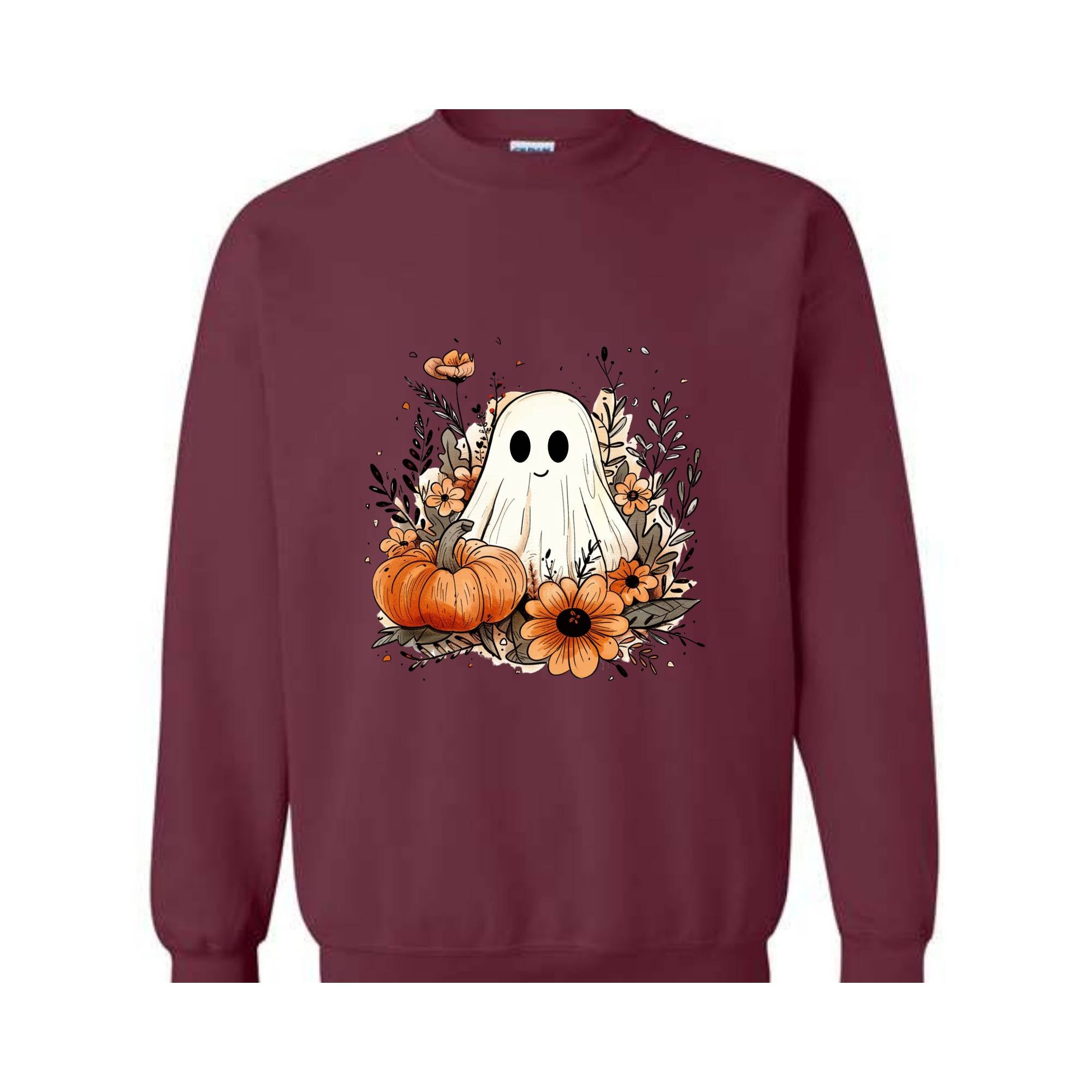 Floral Ghost Sweatshirt, Fall Ghost Sweatshirt, Fall Crewneck, Halloween Sweater, Boo Sweatshirt, Ghost Sweatshirt, Cute Fall Sweater