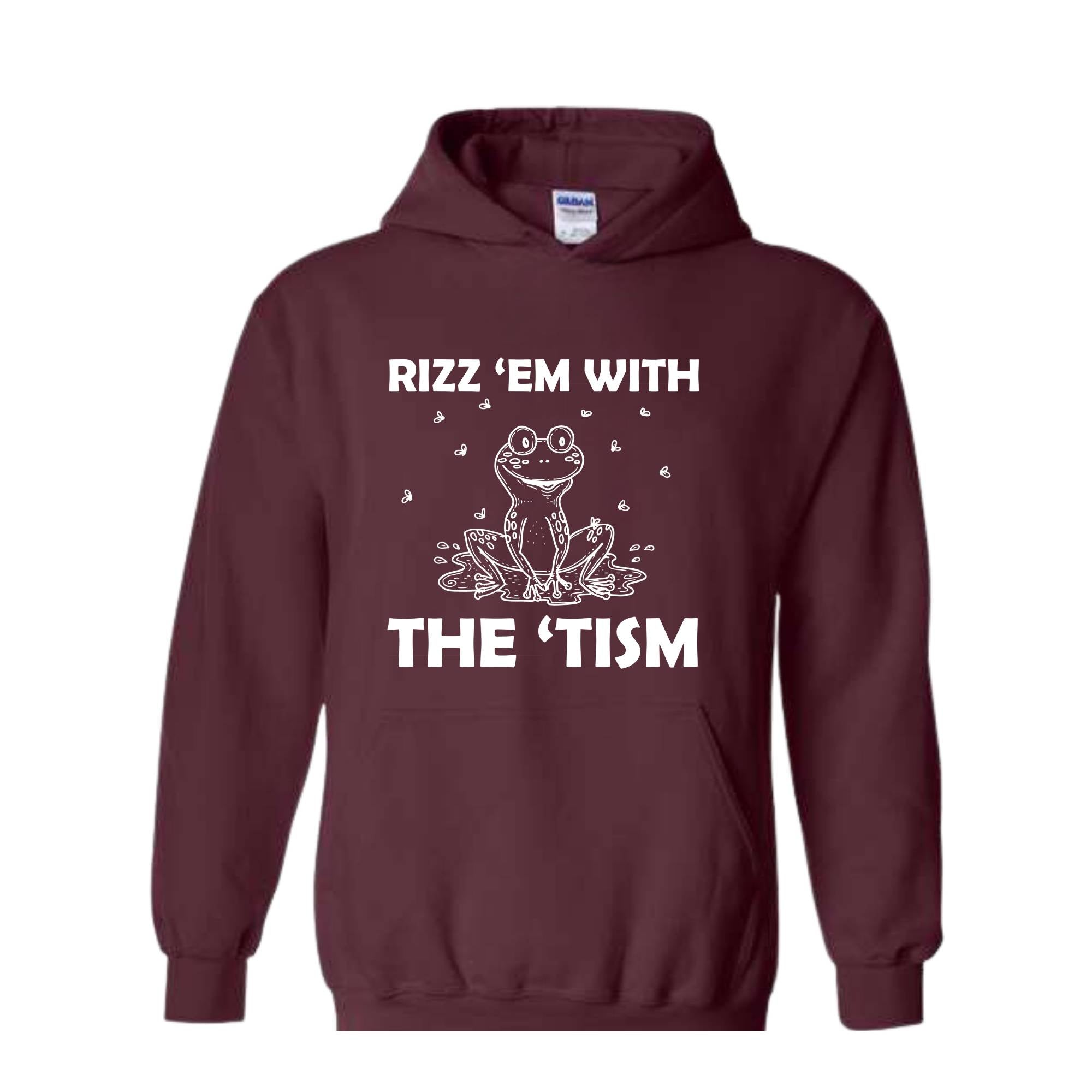 Rizz Em With The Tism Hoodie, Funny Frog Hoodie, Silly Frog Hoodie, Depression Hoodie, Funny Autism Hoodie