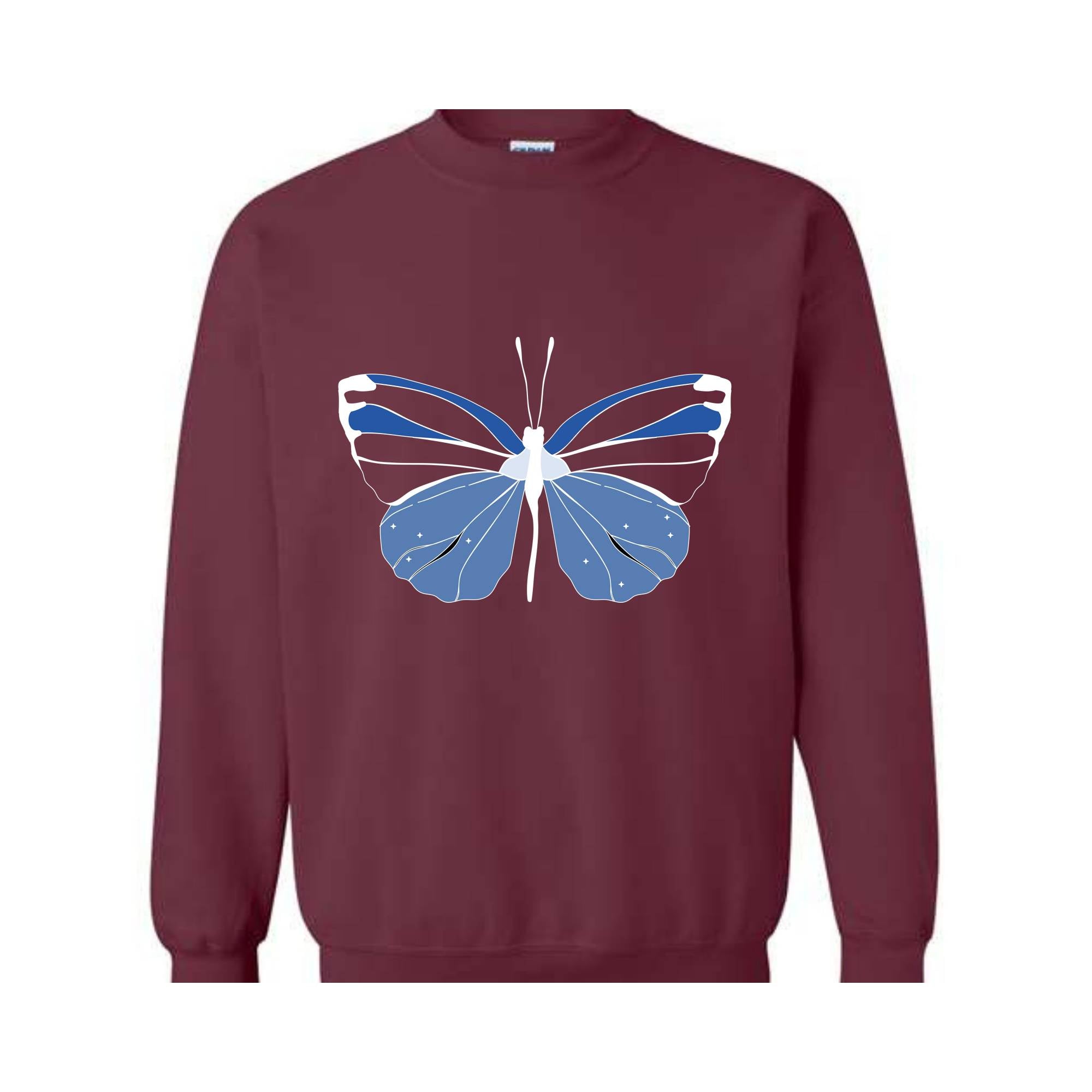 Blue Butterfly Sweatshirt, Butterfly Lover Sweatshirt, Butterfly Hoodie, Butterflies Sweater, Blue Lover Gift, Woman Butterfly Sweatshirt