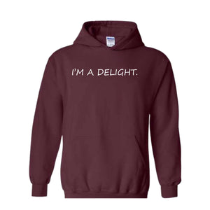 I'm A Delight Hoodie, Funny Hoodie, Funny Quotes Hoodie, Quote Hoodie, Humorous Hoodie, I'm A Delight Quote