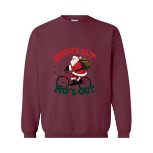 Snow's Out Funny Santa Christmas Sweatshirt, Santa Claus Sweatshirt, Christmas Hoodie, Christmas Santa Sweater, Funny Santa T-Shirts