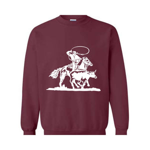 Cowboy Sweatshirt, Cowboy Roping Western Hoodie, Country Sweater, Desert Hoodie, Cowboys Gifts, Cowboy Rodeo Sweatshirt