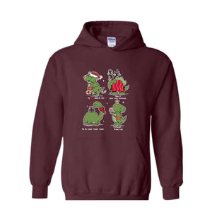 Christmas Dinosaur Hoodie, Dinosaur Hoodie, Christmas Gifts, Dinosaur Lover Hoodie, Fall Hoodie, Christmas Hoodie