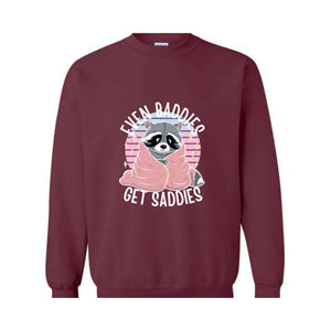 Even Baddies Get Saddies Sweatshirt, Funny Cat Meme Sweater, Cat Hoodie, Cat Meme Sweater For Pet Lovers, Funny Mental Health Hoodie