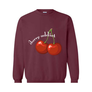 Cherry Addict Sweatshirt, Cherry Sweatshirt, Vintage Inspired Cherry Sweatshirt for Women, Cherries Sweatshirt, Cherries Hoodie