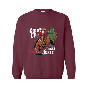 Giddy Up Jingle Horse Pick Up Your Feet Sweatshirt, Cowboy Christmas Hoodie, Christmas Horse Hoodie, Cowgirl Hoodie, Christmas Sweatshirt