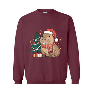 Capybara Christmas Sweatshirt, Gift for Capybara, Capybara Lover Hoodie, Funny Capybara Hoodie, Christmas Jumper Hoodie