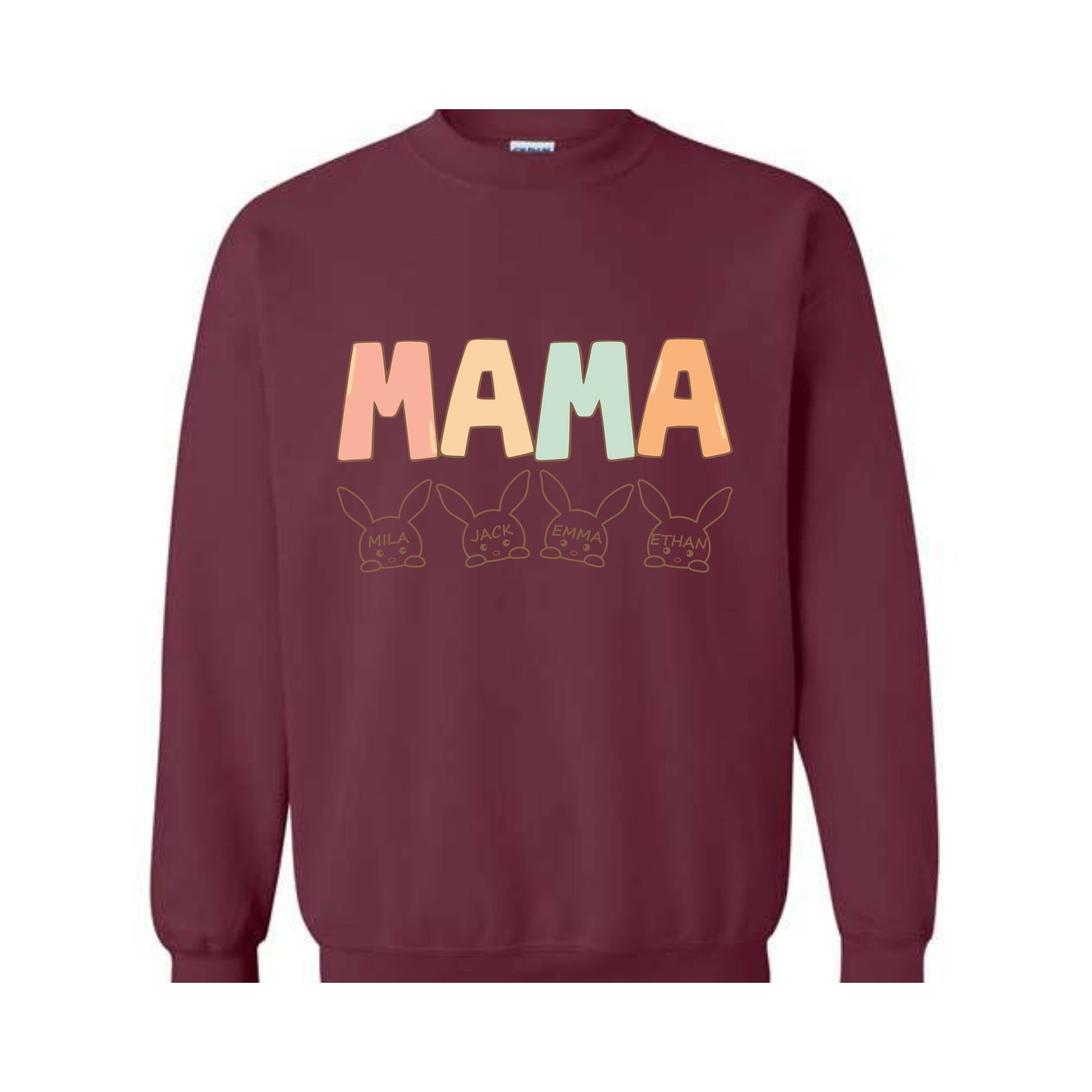 Custom Mama Easter Sweatshirt, Mama Sweatshirt With Kids Names, Happy Easter Sweater, Personalized Easter Day Sweater