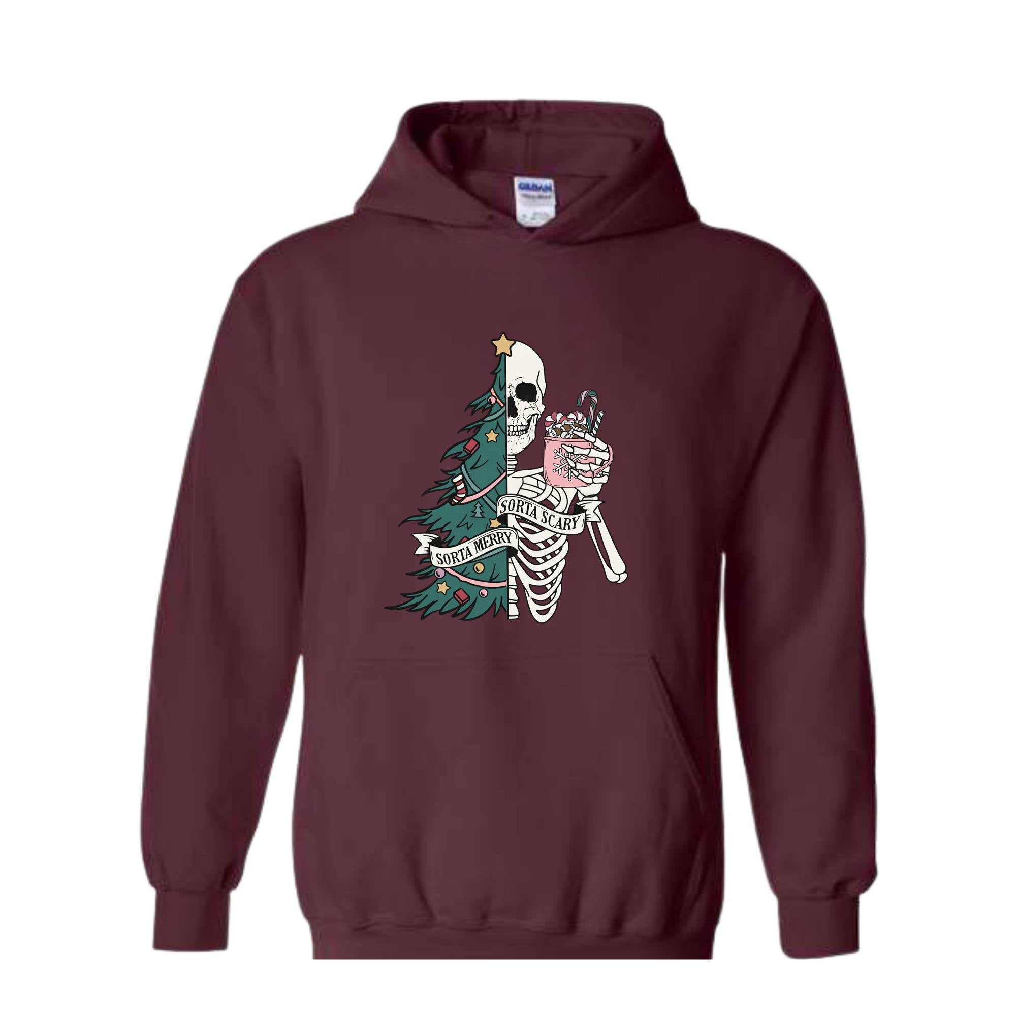 Sorta Scary Sorta Merry Sweatshirt, Christmas Skeleton Sweatshirt, Funny Christmas Sweatshirt, Holiday Sweater