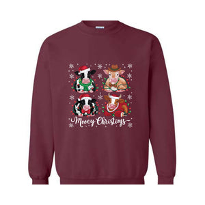 Mooey Christmas Cow Sweatshirt, Cow Lover Gift, Funny Christmas Shirt, Holiday Sweater, Farm Christmas Shirt, Animal Lovers Sweatshirt