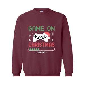 Game On Christmas Loading Sweatshirt, Christmas Gaming Hoodie, Gamer Christmas Gift, Game Controller Hoodie, Gamer Hoodie, Game Player Tee