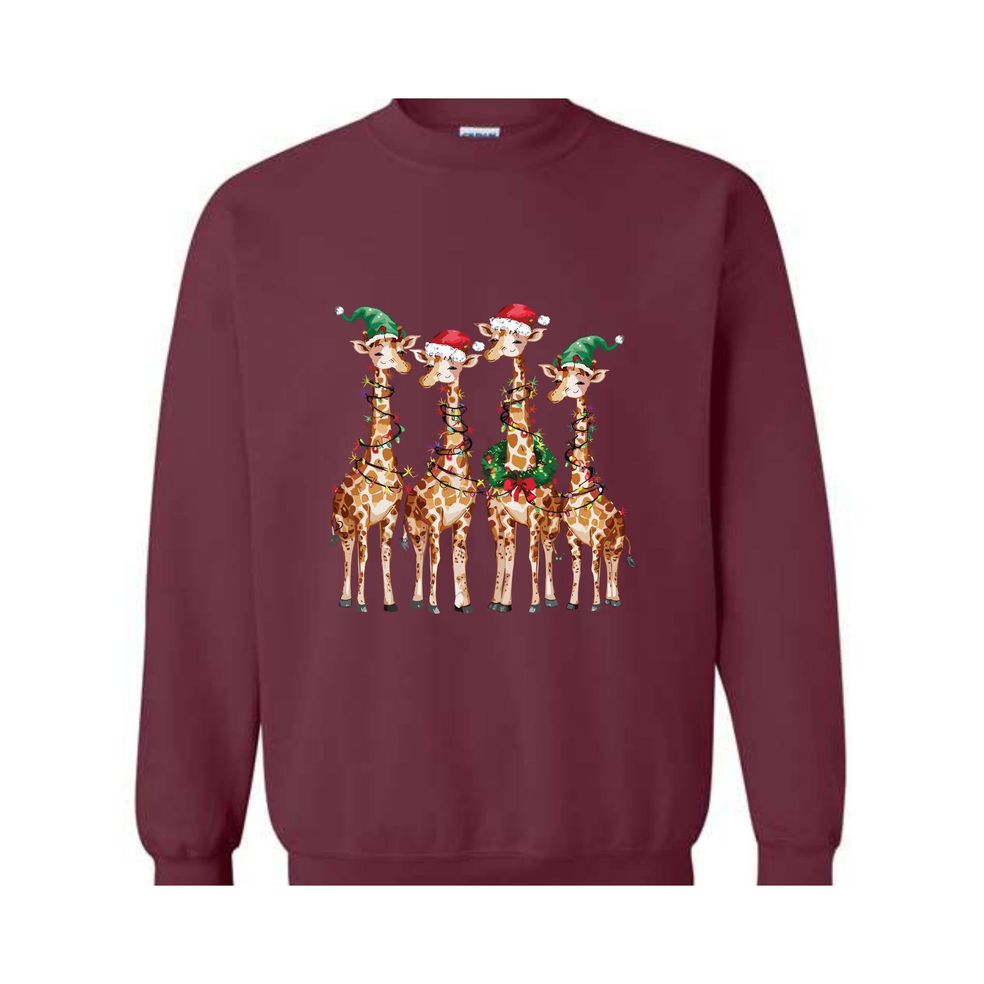 Christmas Giraffe Sweatshirt, Giraffe Christmas Shirt, Xmas Holiday Sweater, Christmas Gift, Animal Lover Christmas Hoodie