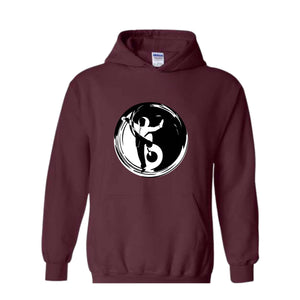 Yin Yang Hooded Sweatshirt, Ying Yang Symbol, Japanese Philosophy, Cozy Winter Apparel, Street Style