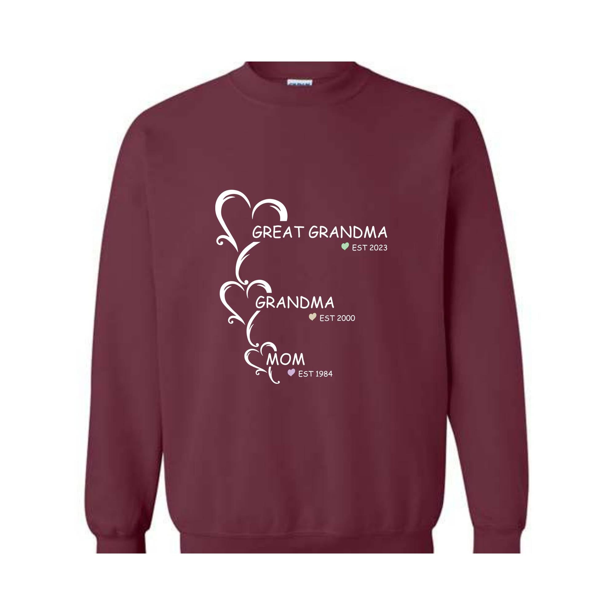 Customized Mama Grandma Great Grandma Sweatshirt, Nana Est Year , Women of The Family Sweatshirt, Mother's Day Gift