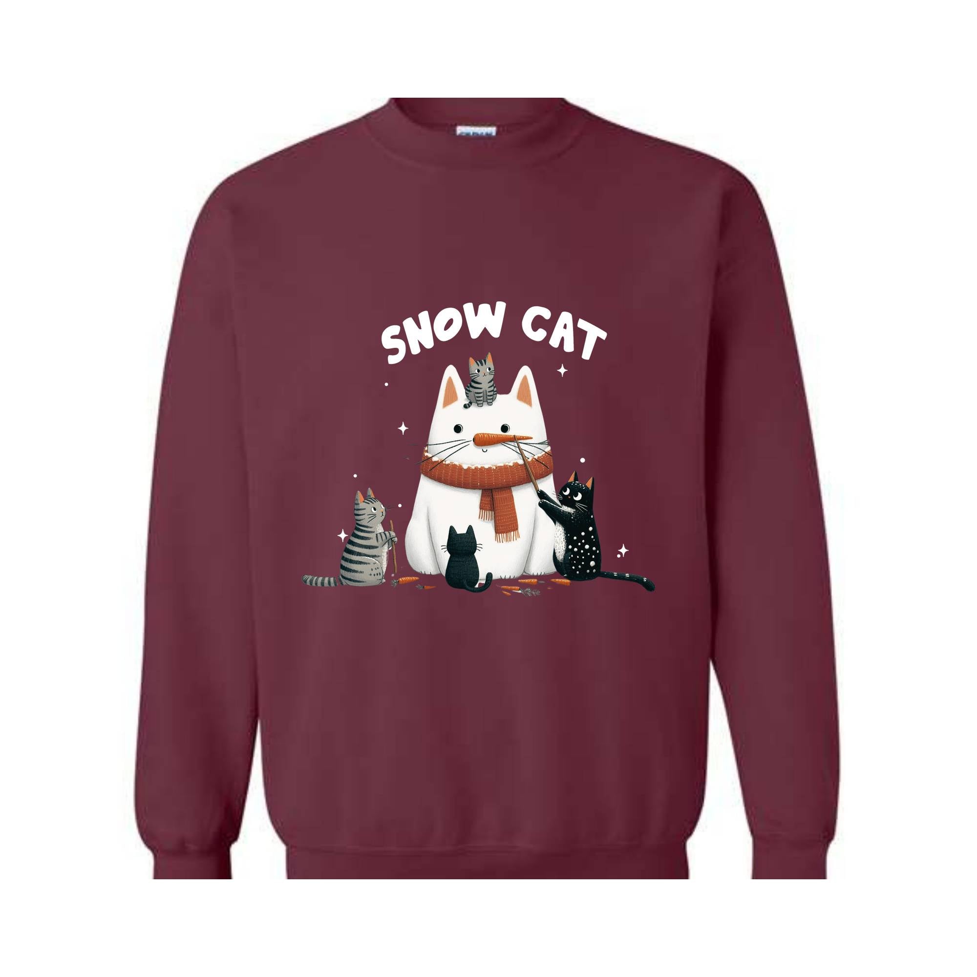 Snow Cat Sweatshirt, Meowy Christmas Sweater, Happy Cat Year Shirt, Cat Christmas Sweatshirt