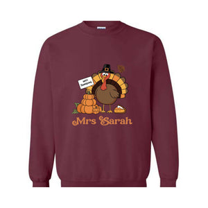 Custom Name Fall Teacher Shirt, I Teach The Cutest Turkeys Shirt, Thankful Teacher Shirt, Turkey Teacher Shirt, Thanksgiving Teacher Shirt