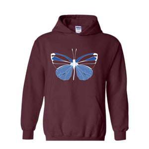 Blue Butterfly Sweatshirt, Butterfly Lover Sweatshirt, Butterfly Hoodie, Butterflies Sweater, Blue Lover Gift, Woman Butterfly Sweatshirt