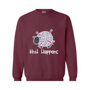 Knit Happens Sweatshirt, Funny Animal Tee, Funny Sweatshirt, Grandma Knitting Sweatshirt, Grandma Knitting Tee, Gift For Grandma