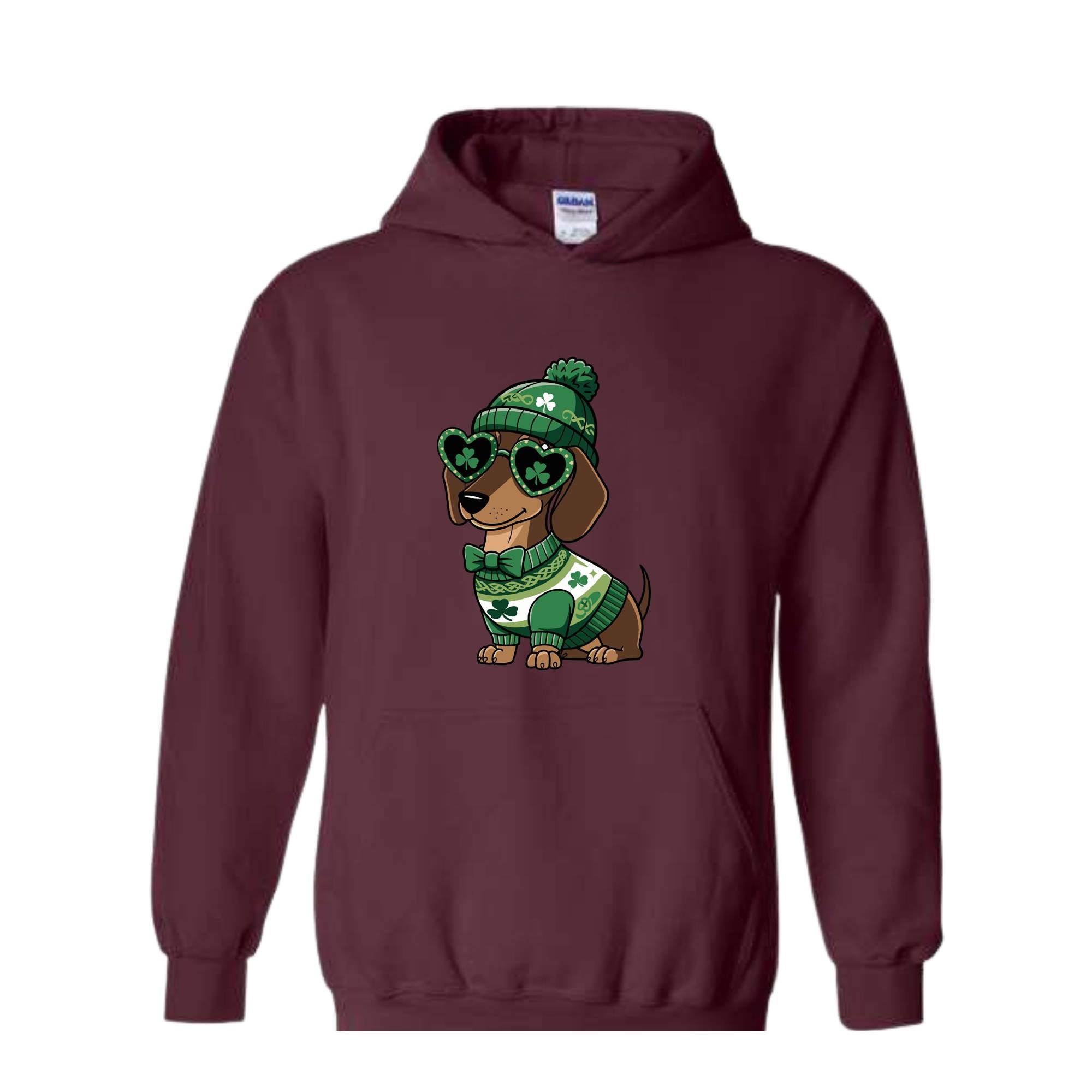 St Patrick's Day Dog Sweatshirt, Irish Hoodie, St Paddy's Day Hoodie, Patrick's Hoodie, Dog Mom Hoodie, Dachshund Dog Hoodie