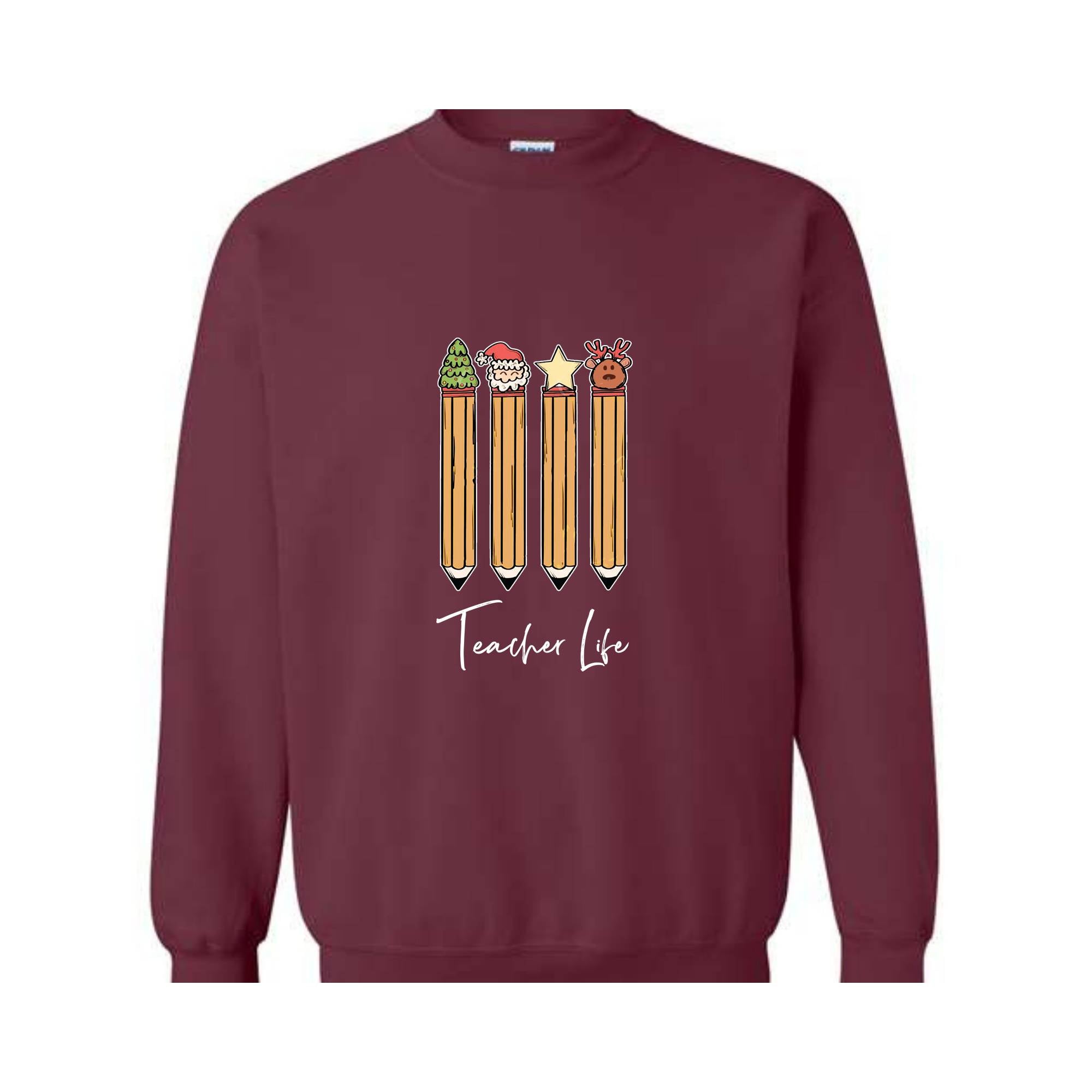 Cute Teacher Christmas Sweatshirt, Christmas Pencils Design, Teacher Life Sweatshirt, Teacher Christmas Gift, School Christmas Season