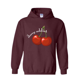 Cherry Addict Hoodie, Cherry Hoodie, Vintage Inspired Cherry Hoodie for Women, Cherries Hoodie, Cherries Hoodie