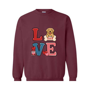 Personalized Dog Valentines Day Sweatshirt, Custom Dog , Cute Dog , Dog Lover , Girls Valentines Day Gift