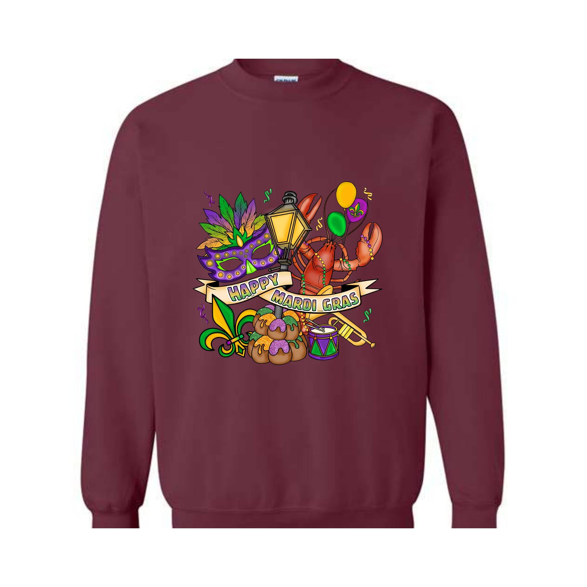 Mardi Gras Theme Sweatshirt, Festival Ready Hoodie, Colorful Carnival Sweater, Party Wear, Mardi Gift