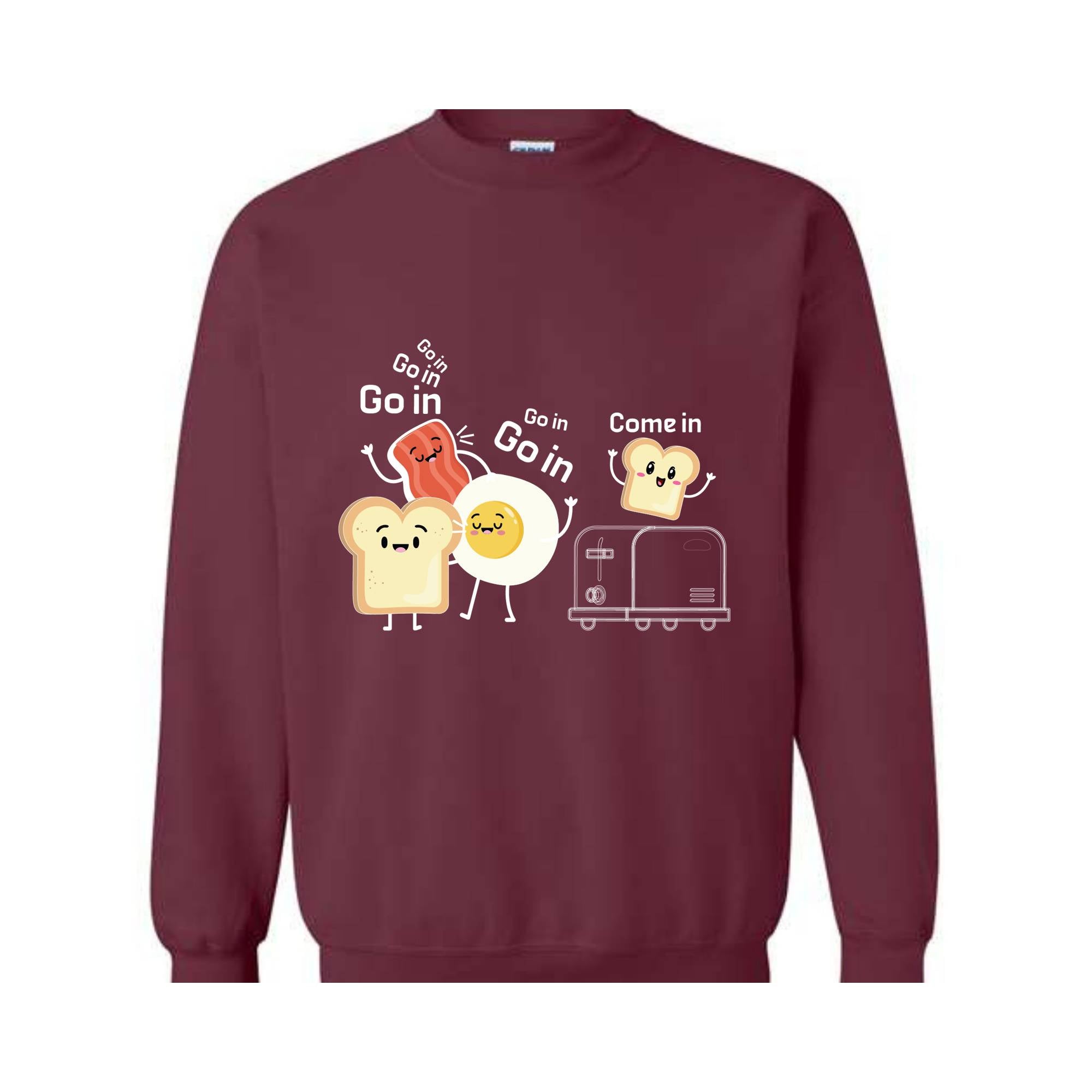 Funny Sweater, Go in Sweater, Funny Toast with Toaster, Trendy Sweater, Toast with Egg Sweater, Sarcastic Sweater