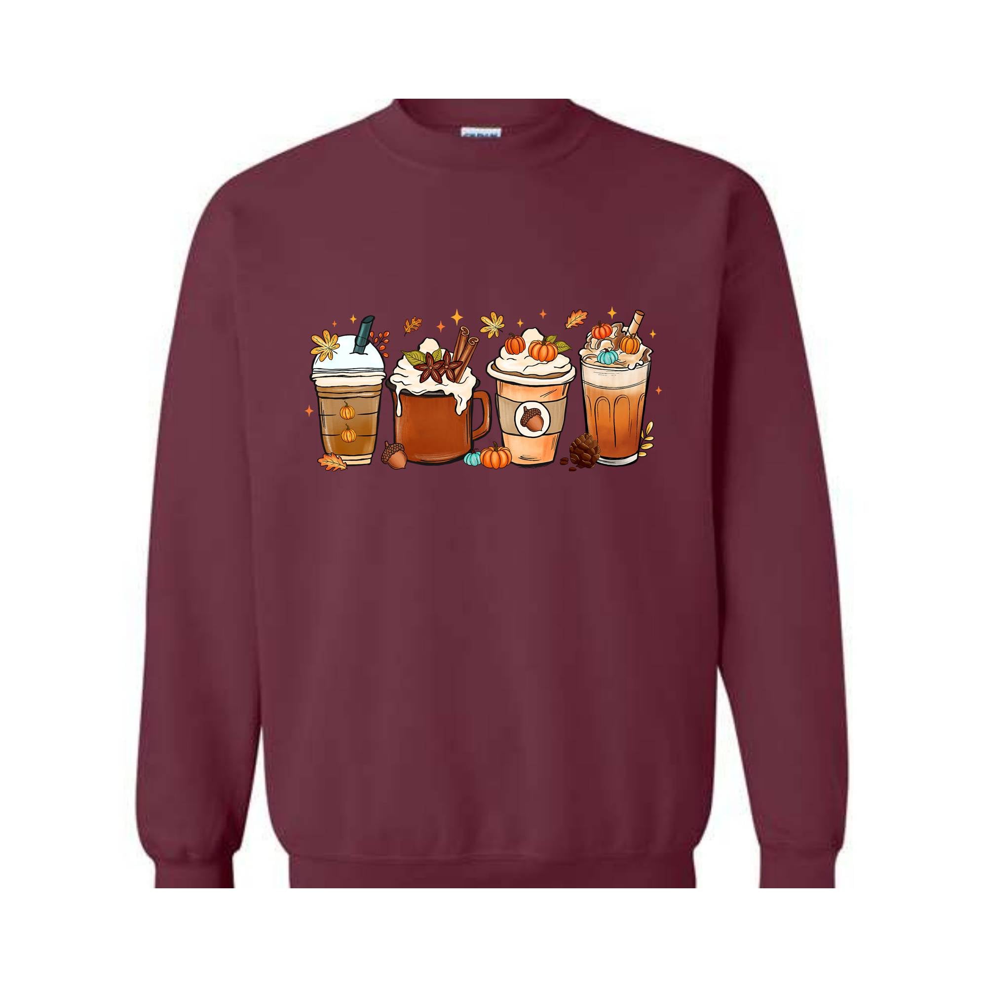 Fall Coffee Sweatshirt, Halloween Pumpkin Latte Drink Cup, Halloween Fall Sweatshirt, Coffee Lover Sweatshirt, Thanksgiving Sweatshirt