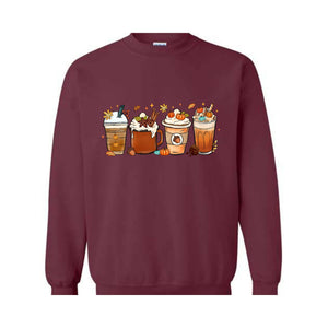 Fall Coffee Sweatshirt, Halloween Pumpkin Latte Drink Cup, Halloween Fall Sweatshirt, Coffee Lover Sweatshirt, Thanksgiving Sweatshirt