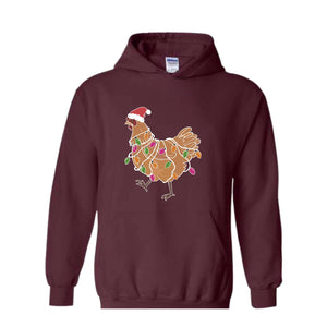 Chicken Christmas Lights Sweatshirt, Animal Christmas Sweatshirt, Farm Christmas Sweatshirt, Funny Chicken Lover, Women Chicken Hoodie