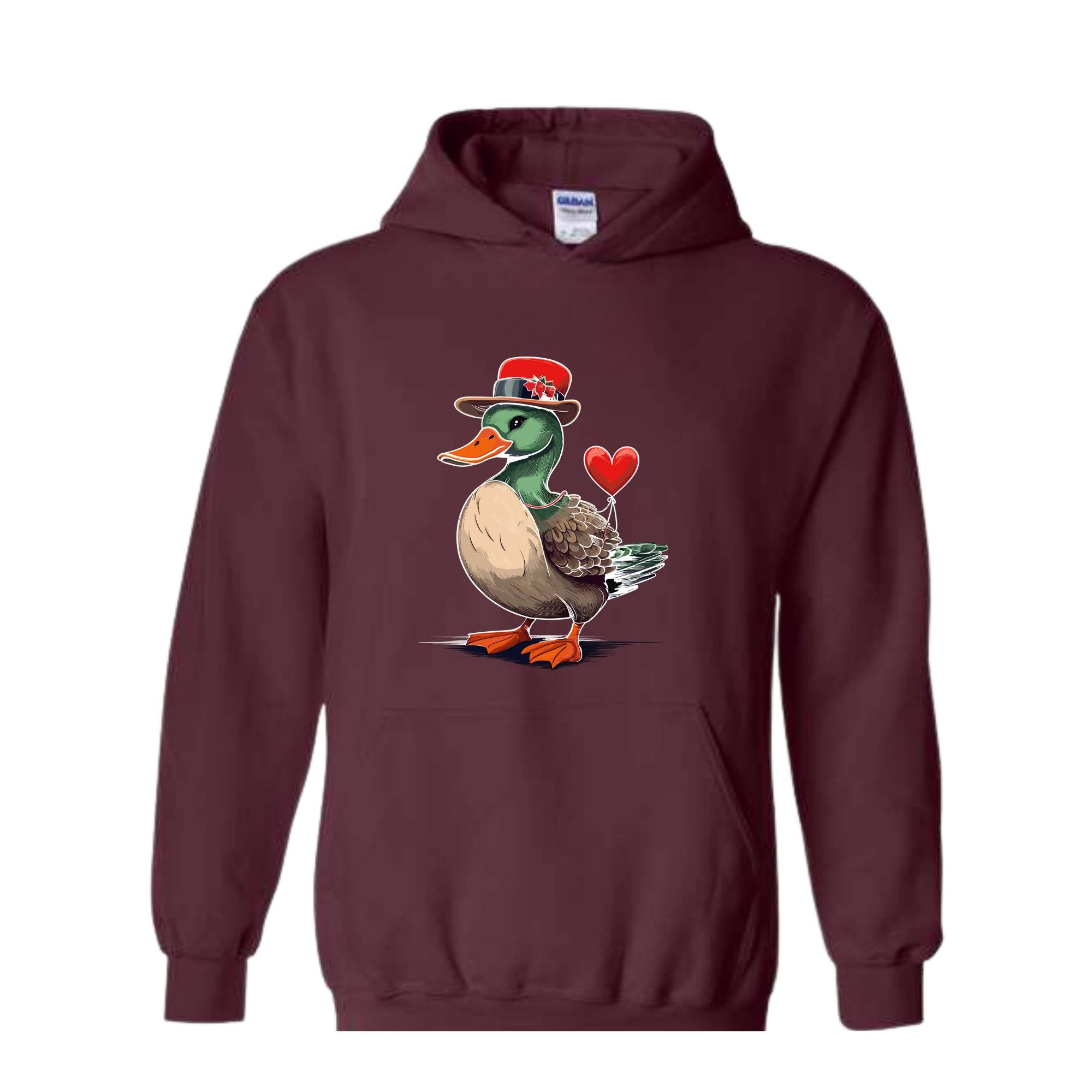 Valentine Mallard Duck Sweatshirt, Hunting Valentine's Day Hoodie, Valentine's Day Hoodie, Valentines Day Gift, Cute Valentine Hoodie