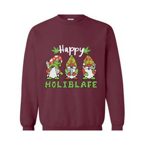 Happy Holiblafe Sweatshirt, Christmas Sweatshirt, Christmas Weed Sweater, Merry Weedmas Sweatshirt, Funny Christmas Sweater