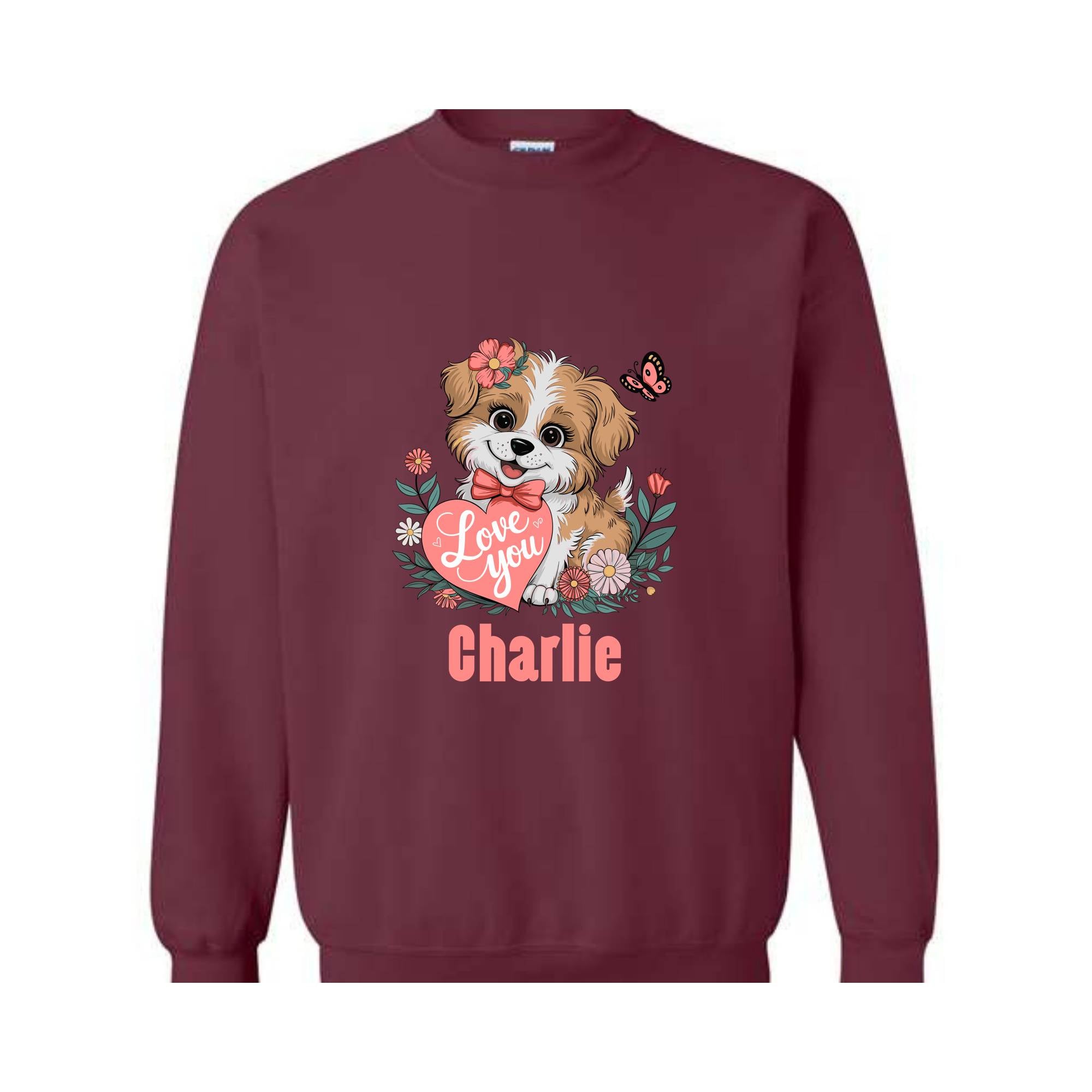 Custom Valentine Dog Sweatshirt, Gift for Dog Lover, Custom Dog , Custom Name , Valentine Dog , Personalized Dog