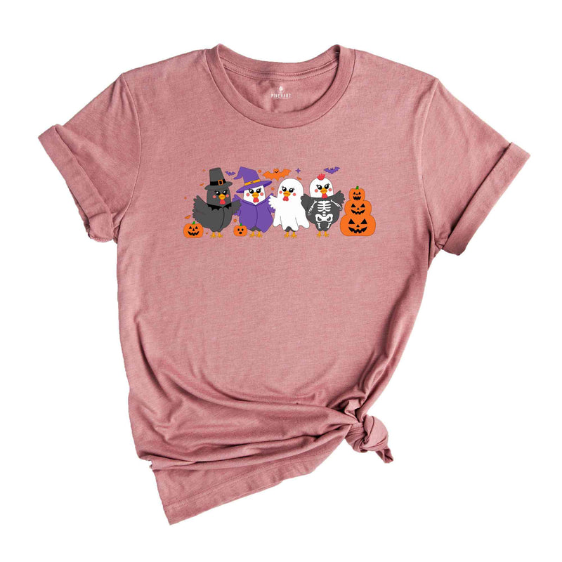 Funny Halloween Chickens Shirt, Spooky Chicken Shirt, Halloween Pumpkin Shirt, Halloween Chicken Shirt, Halloween Chicken Party Shirt