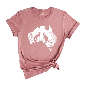 Australia Map Kangaroo Shirt, State Home Shirts, Kangaroo Shirt, Australia Tshirt, Animal Lover Tee, Australian Gift, Travel Lover Shirt