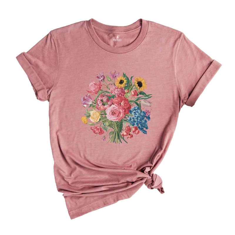 Wild Flowers T-Shirt, Vintage Botanical Tee, Pastel Floral Nature T-Shirt, Garden Lover Tee, Flower Lover Tee, Wildflowers Cottagecore Shirt