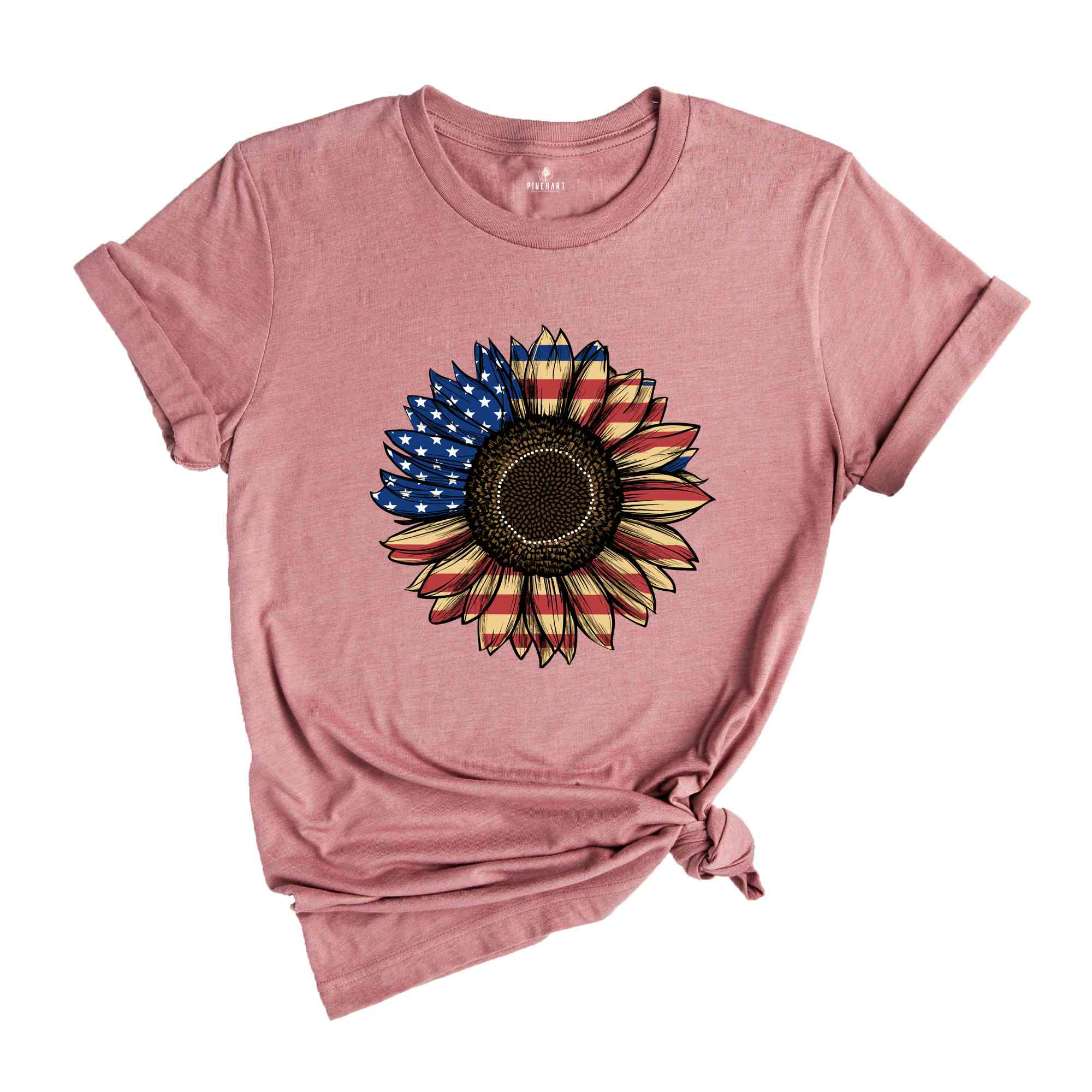 America Sunflower Shirt, USA Flag Flower T Shirt, Gift For American, 4th Of July Flag Graphic T-Shirt, Freedom TShirt, Independence Shirt